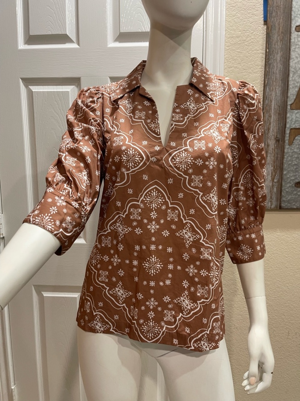 Zoe Kratzmann Clarity Top in Cafe Bandana Size 1 (Australian) Size Small 2-4 (US